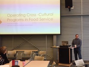 Trevor Bridgewater, Fairbanks North Star Borough School District, presents information on operating cross-cultural school nutrition programs